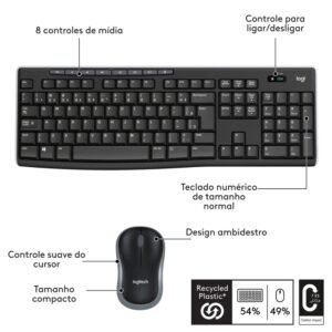 Teclado e Mouse sem Fio Logitech Mk270